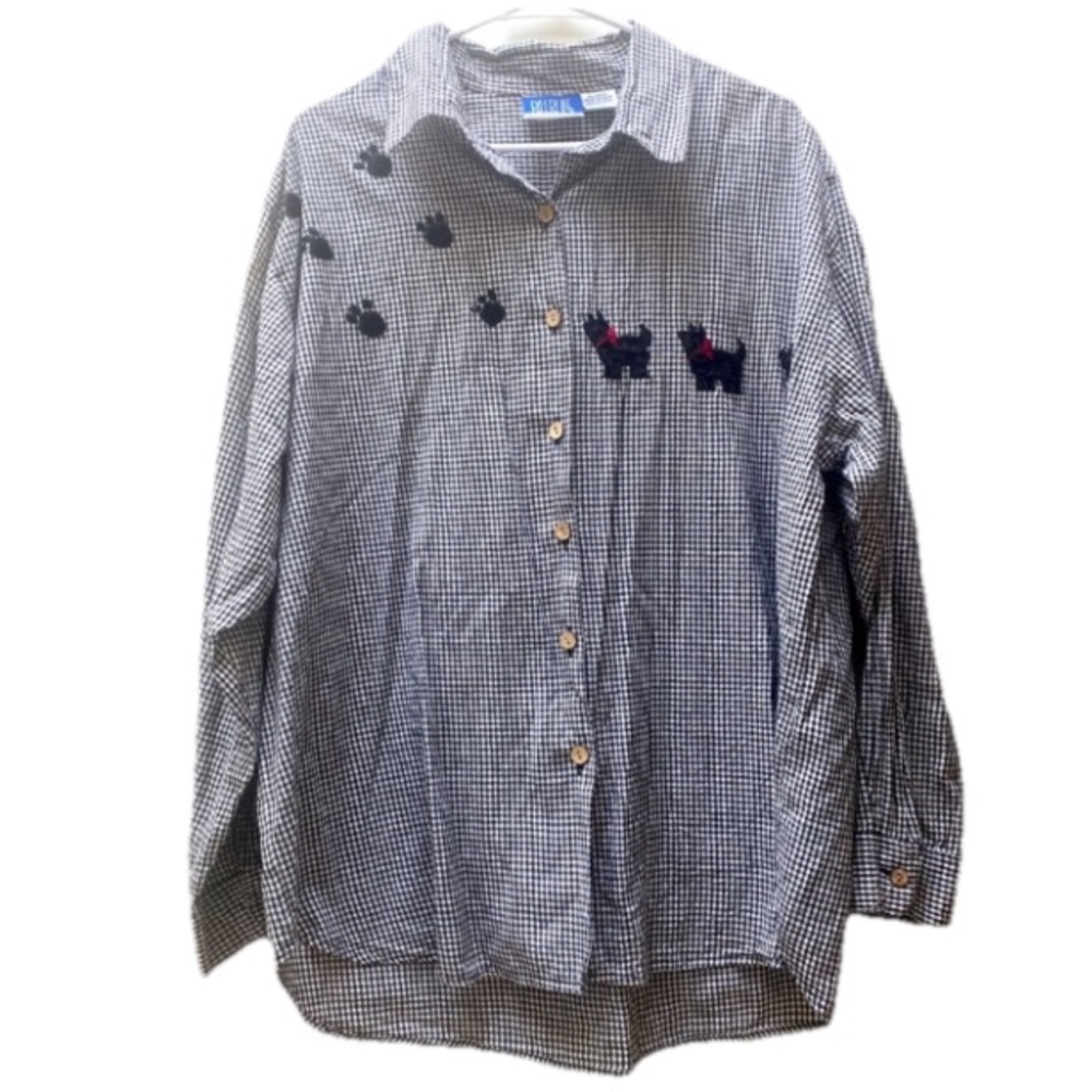 BILL BLASS | 100% Cotton Vintage Felt Puppy Textured Accent Shirt Size 1X